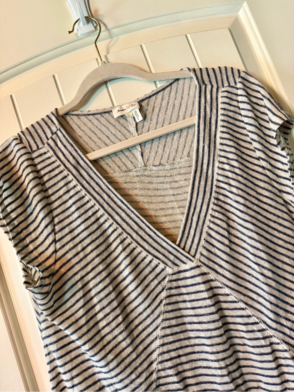 Anthropologie Meadow Rue Spliced Stripe V-Neck Tee